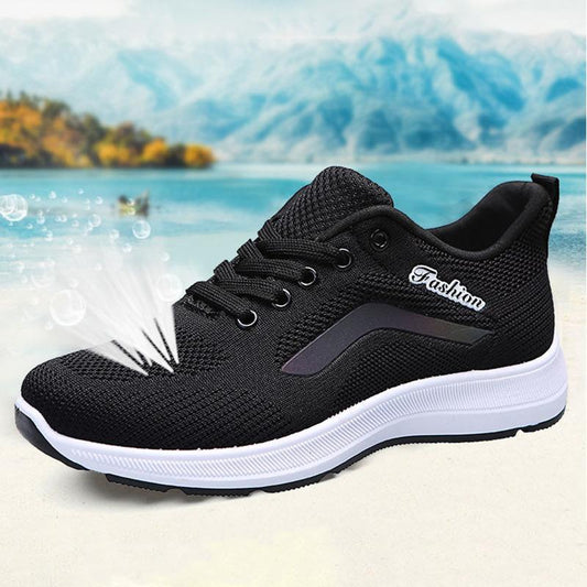 Ladies Flying Woven Sports Shoes Spring and Autumn Mesh Breathable Casual Shoes Non-slip Lightweight Running Shoe
