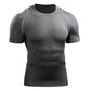 Fitness T-shirt Men Sports Shirt Half Sleeve Elastic Running Tees Breathable Casual Quick Dry Top Solid Color Tights Summer