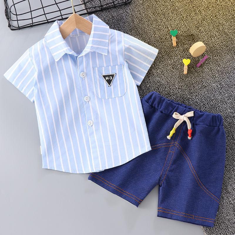 Children's Boys and Girls Summer Suits Fashionable Summer Baby Comfortable Western Style Short-sleeved Suit