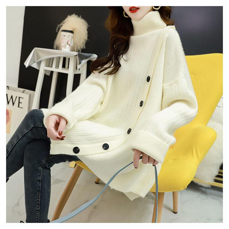 Turtleneck Loose Sweater Outer Wear Knitted Thick Coat Autumn and Winter Youth Fashion Women's Jacket