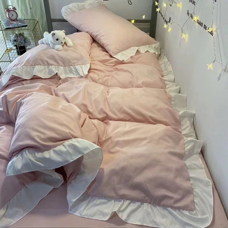 Lace Single Bed Three-piece Quilt Cover Sheet Pillowcase Princess Wind Bedding Set