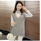 Autumn and Winter Solid Color V-neck Sweater Slim Fit Plus Size Jacket Mid-length Vest Women
