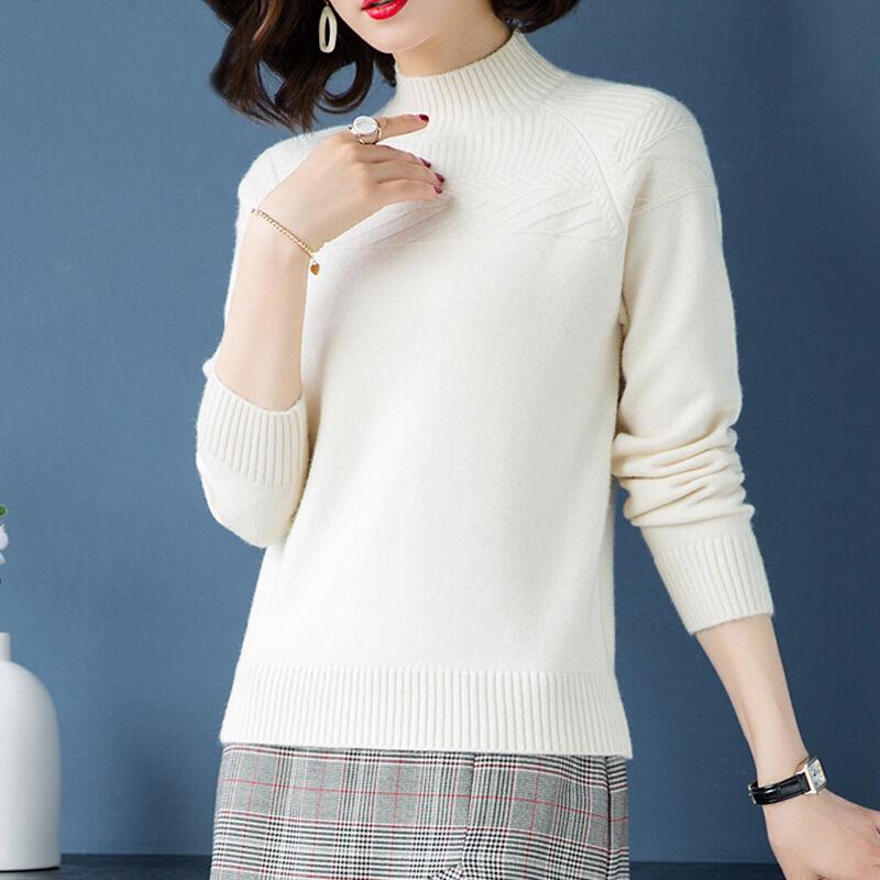 Short Semi Turtleneck Shirt Female Long Sleeved Pullover Sweater Slim Slim Thickening