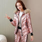 2pcs/set Winter Parka Set Women Short Hooded Shiny Jacket + Cotton Pant Two-piece Set  Warm Coat  Outwear