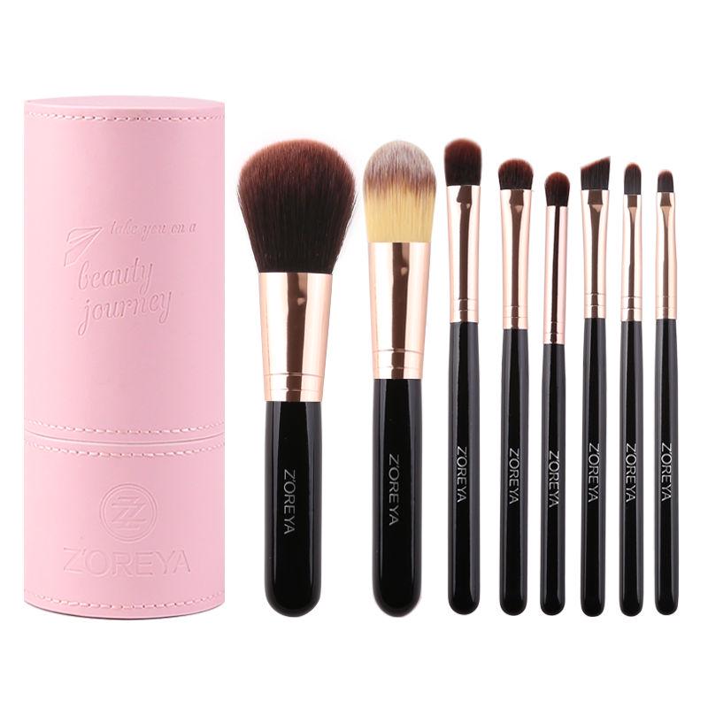 1set Pink Black Mini Makeup Brush Set Cosmetics Kit Make Up Brush Kit with Iron Metal Box