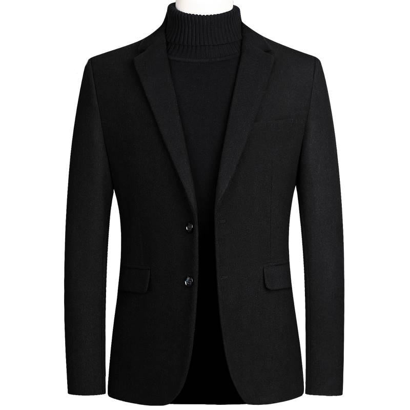 Winter Wool Jacket Men's Wool Coat Casual Slim Collar Wool Coat Men's Long Cotton Collar Trench Coat