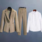 2PCS Suit Blazer Jacket + Suit Pants Two-piece Set Female Professional Formal Suit Elegant Business Suit Outfit Front Desk Uniform Hotel Work Clothes