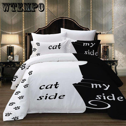 Black and white pattern 3pcs black and white minimalist style bedding set