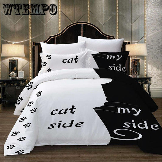 Black and white pattern 3pcs black and white minimalist style bedding set