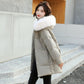 Women's Down Jacket Mid-length Thick Warm Winter Down Jacket Fluffy Big Fur Collar Warm Winter Thick Coat Thick Cotton Jacket Women