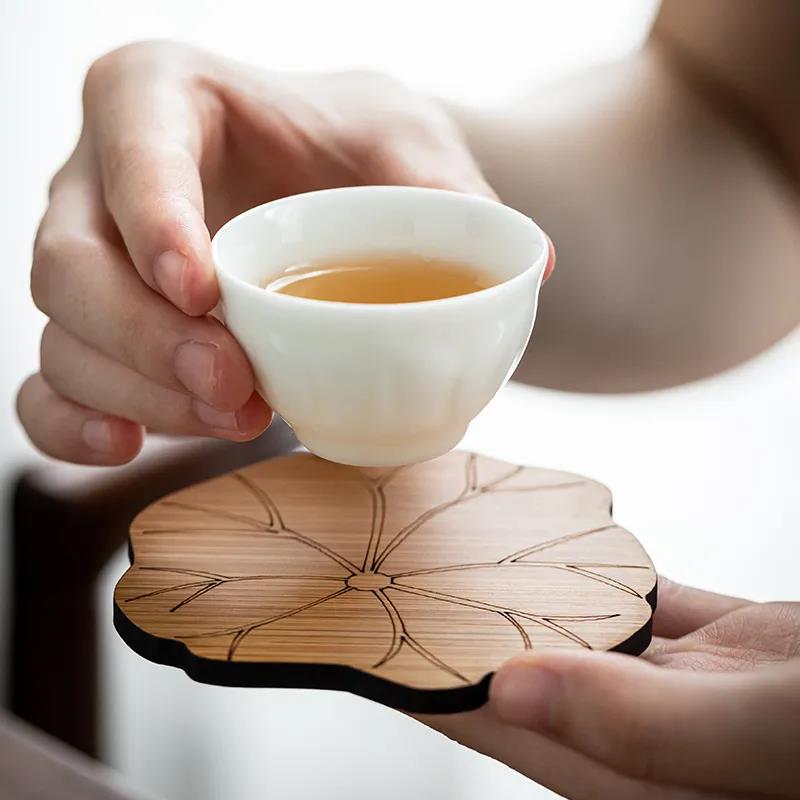 6pcs Bamboo Tea Cup Cushion Insulation Pad Pot Cup Holder Spare Parts Tea Set
