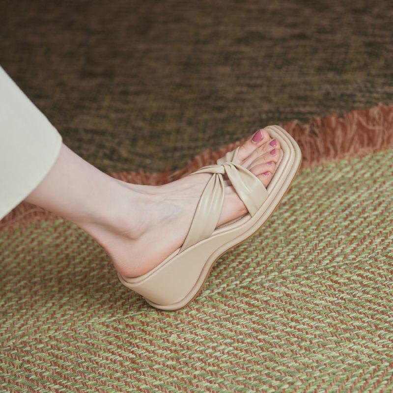 High-heeled Slippers Women's Summer Korean Version of All-match Comfortable Wedge Sandals Flip-flops Increased Sandals