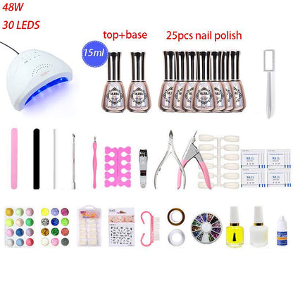 Manicure Set Gel Polish Base Top Coat Nail Kit 48w Uv Led Lamp nail dryer Manicure  Nail Art set