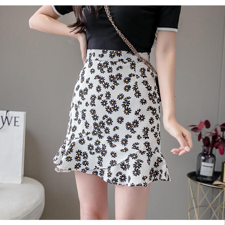 Summer Casual Bohe High Waist Skirts Women Faldas Mujer Moda Ruffled Floral Print Beach Short Skirt