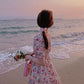 Sweet Tea Girl Chiffon Floral Sling Dress Summer Vacation Style Long Gentle Style Dress