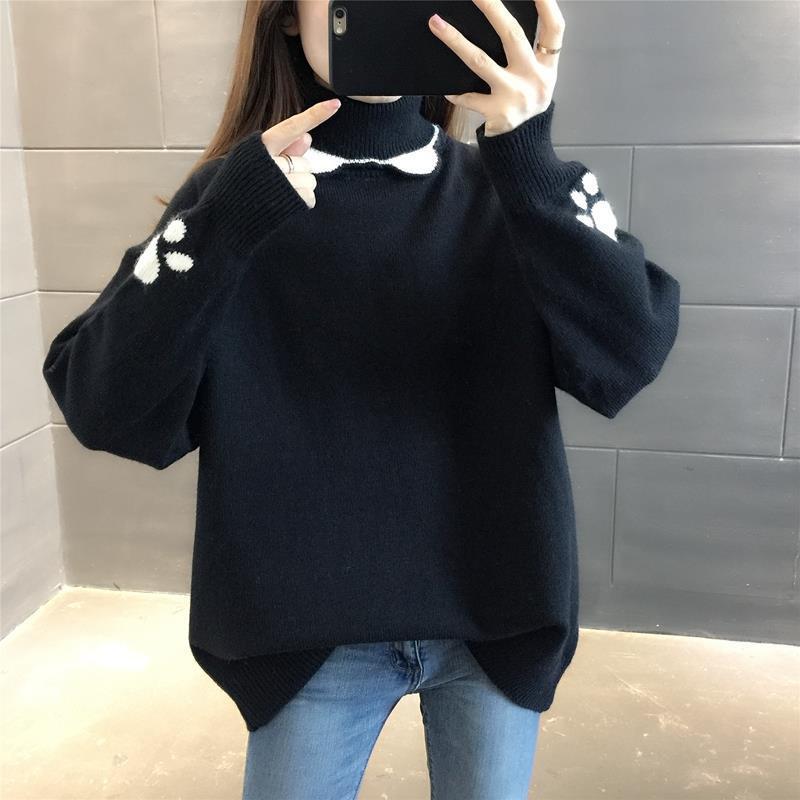 Autumn Winter Ladies Turtleneck Sweater Women  Thick Loose Bottoming Shirt Fashionable Outside Wear All-match