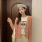 Autumn and Winter Retro Loose V-neck Wild Thin Knit Cardigan Jacket Sweater Coat Women