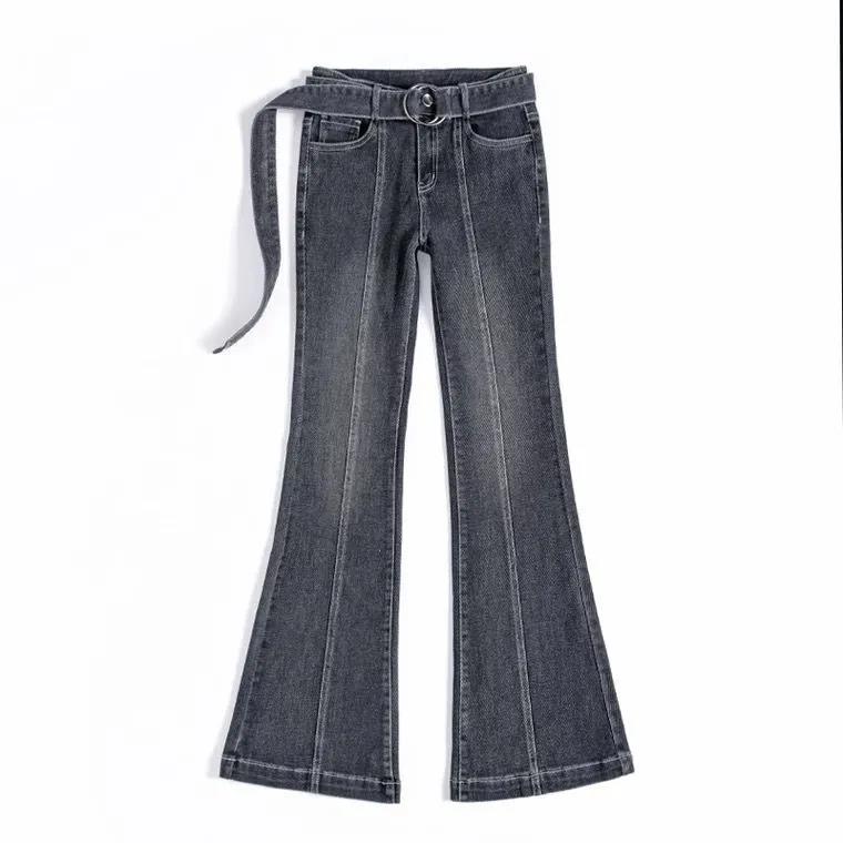 Purple Jeans Female Spring Autumn Straight Wide Leg Pants Petter Pants Female High Waist Vertical Trousers Micrarapist Female