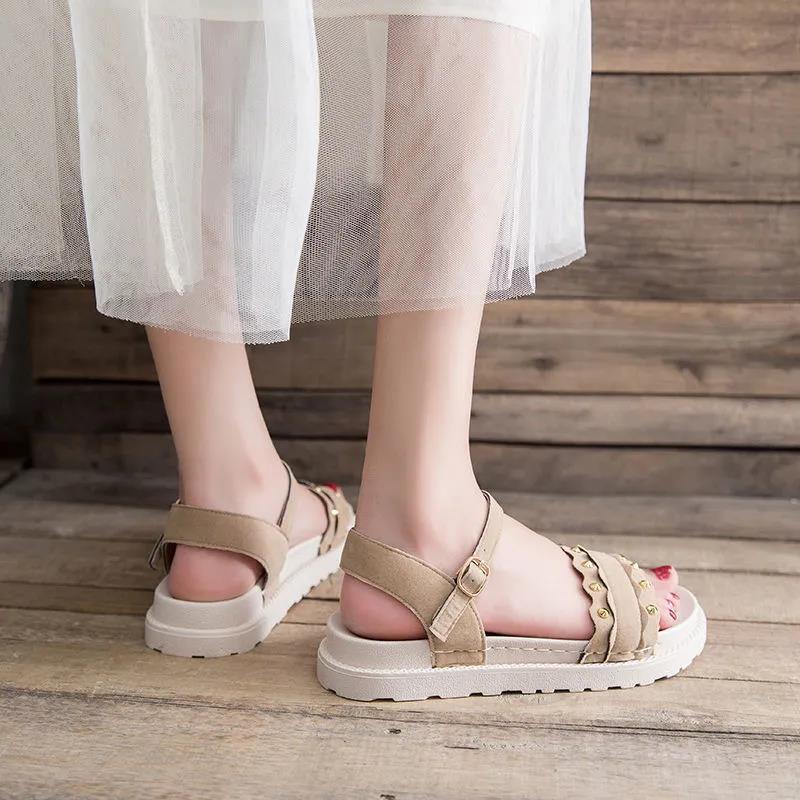 Sandals Female Students Korean College Style Summer All-match Soft Sole Pregnant Women Shoes Flat Non-slip Beach Shoes