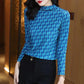 Bottoming Shirt Women's Spring and Autumn Thin Print Slim Half Turtleneck Letter Top T-shirt