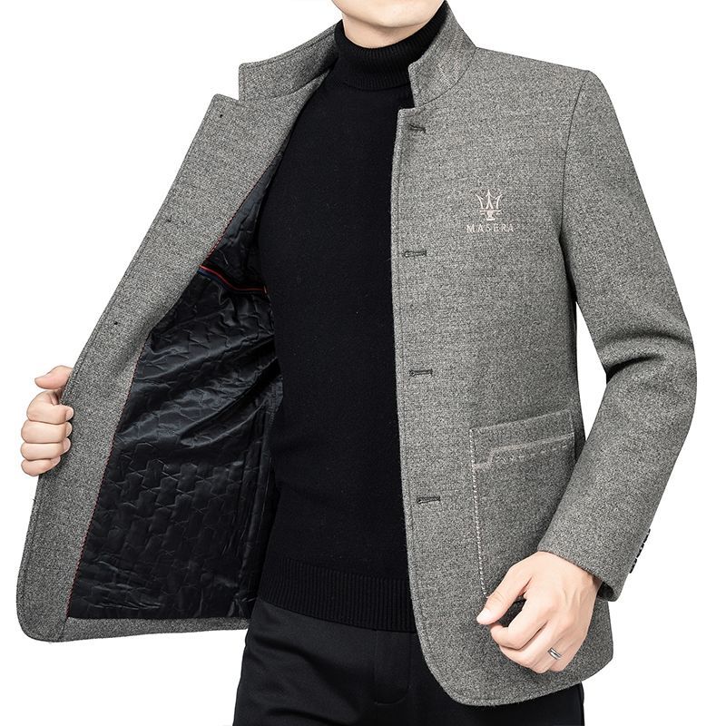 Woolen Woolen Coat Middle-aged Men's Jacket Thickened Autumn and Winter Men's Short Jacket