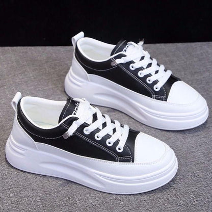 PU Leather Casual Shoes Women Sneakers 2020 Spring Light White Sneakers Platform Med Heel Ladies Shoe Comfortable 35-40