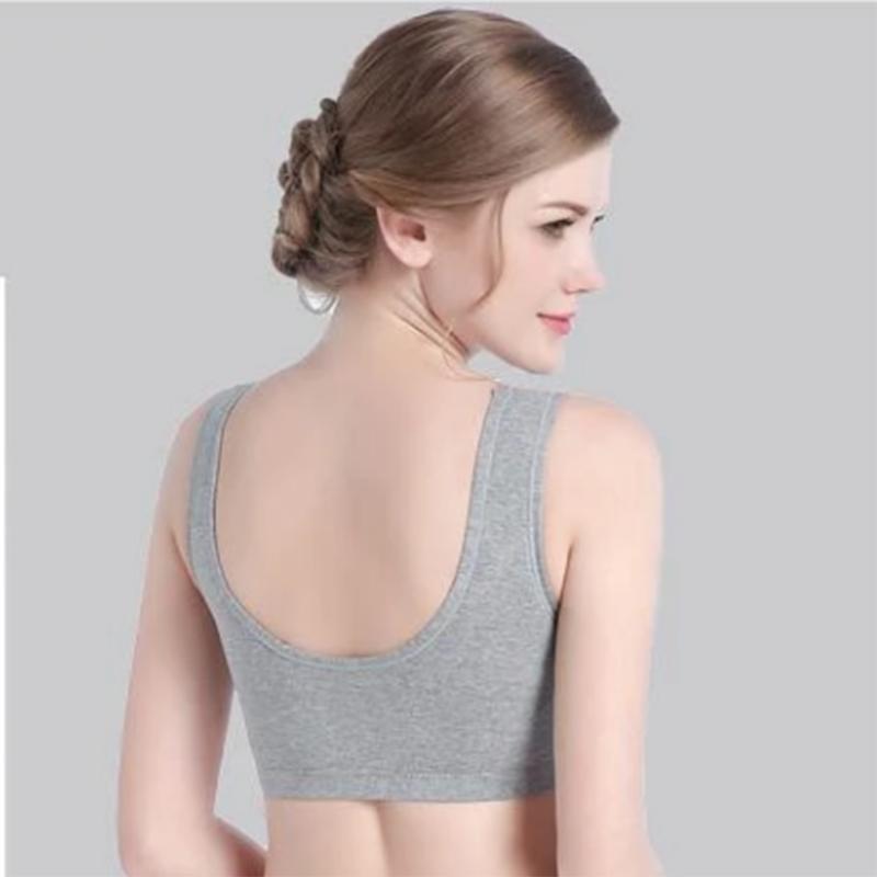 Women's Pure Cotton Non-wireless Bra Thin Ladies Gather-up Vest-style Sports Underwear Seamless Sleep Cotton Bra Lace Padded Adjustable Brassiere