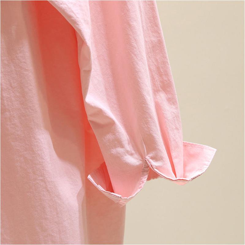 Women's Cotton Shirt with Long Sleeves and Loose Design The Fabric Is Soft Breathable and Sweat-absorbing Solid Color Shirt