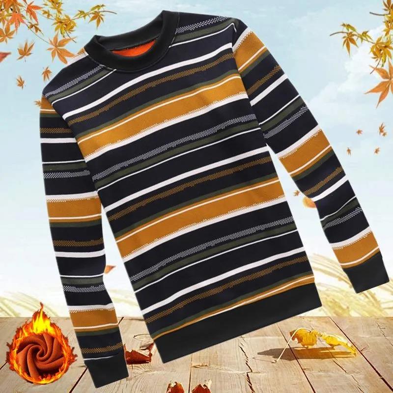 Autumn and Winter Thick Men's Round Neck Long-sleeved Sweaters Men's Warm Clothing Jackets Plus Velvet Thick Round Neck Sweaters for Men