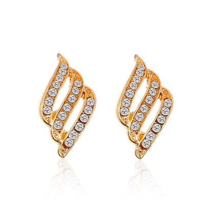 Elegant Angel's Wing Zircon Stud Earrings Classic Rhombus Alloy Stud Earrings for Women Girl Jewelry