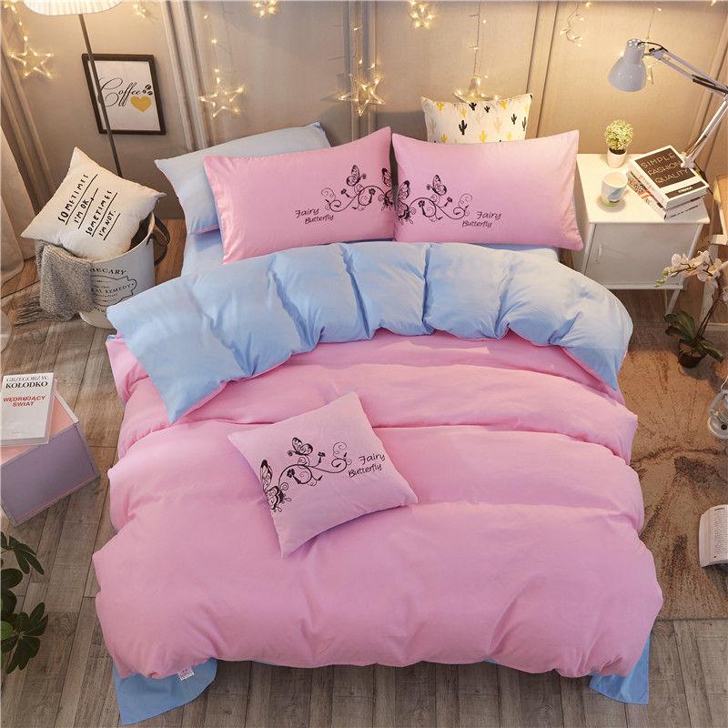 Four-piece Summer Bed Linen Bedding Girl Heart Quilt Cover Single Quilt Cover Student Dormitory Bed Set