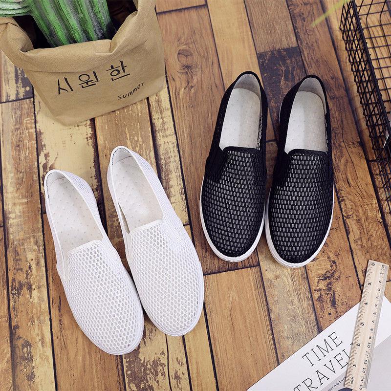 WTEMPO Summer Air White Shoe Surface Female A Pedal Students with Flat Net Movement Leisure Shoes