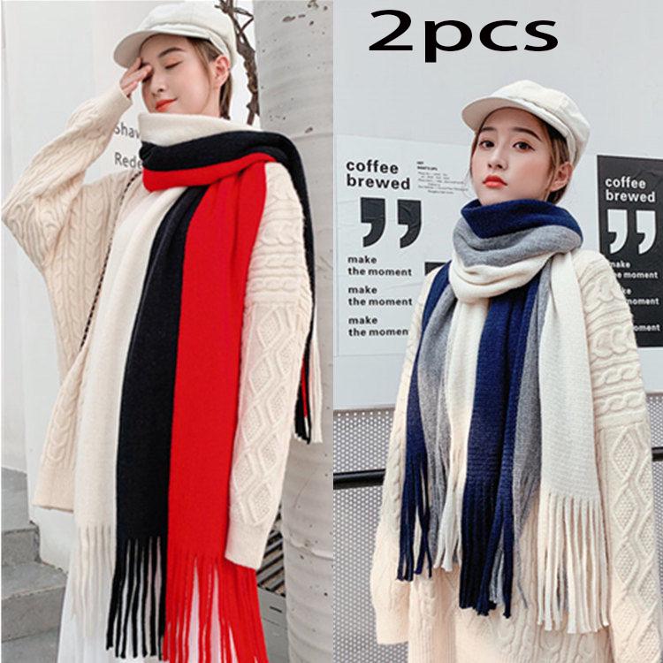 Christmas gift Woman 2pcs Wild Shawl scarf Long section scarf Birthday present Winter warm scarf