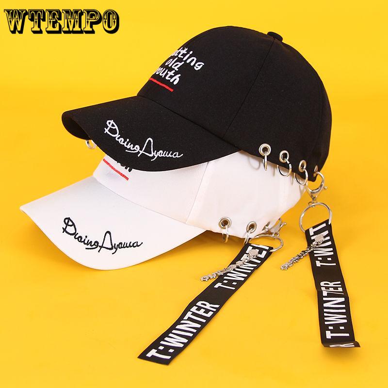 Women Men Piercing Ring Baseball Cap Punk Hip Hop Caps Cotton Casual Adjustable Unisex