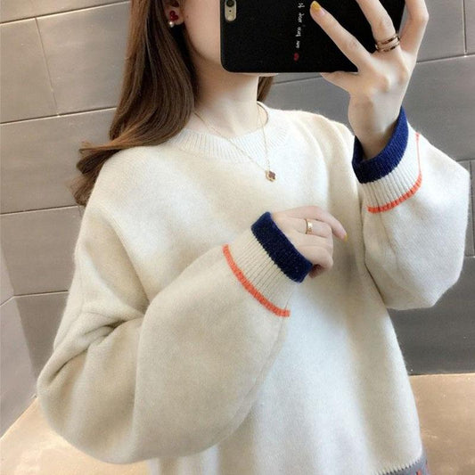 Autumn and Winter Loose Pullover Sweater Thick Short Knit Bottoming Shirt Fashion Casual Girl Sweater