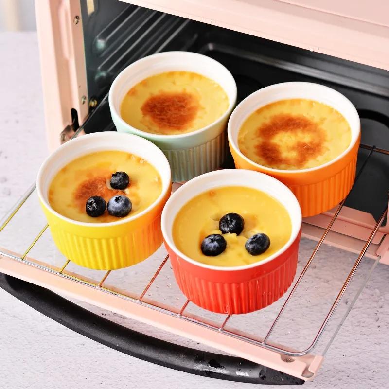 Nordic Household Single Baking Bowl Baked Dessert Pudding Cute Ceramic Bowl Steamed Egg Mold Small Bowl