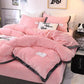 Winter Warm Double-sided Flannel Bedding Thick Coral Fleece Crystal Quilt Cover Sheet Pillowcase Four-piece Set