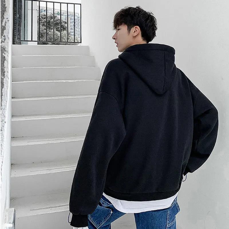 New Autumn and Winter Men's Cashmere Sweater Loose Pullover Hoodie High Collar Casual Coat