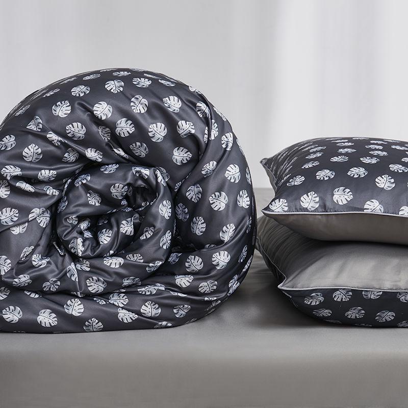 Duvet Cover Sets Silk Bedding Set Satin Grey Queen Bed Quilt Silky 4Pcs Set Summer Bedclothes