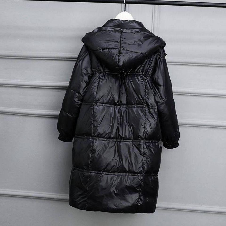 Shiny Long Down Jacket Women Winter Parka Coat Hooded Loose Coat Thick Female Jacket