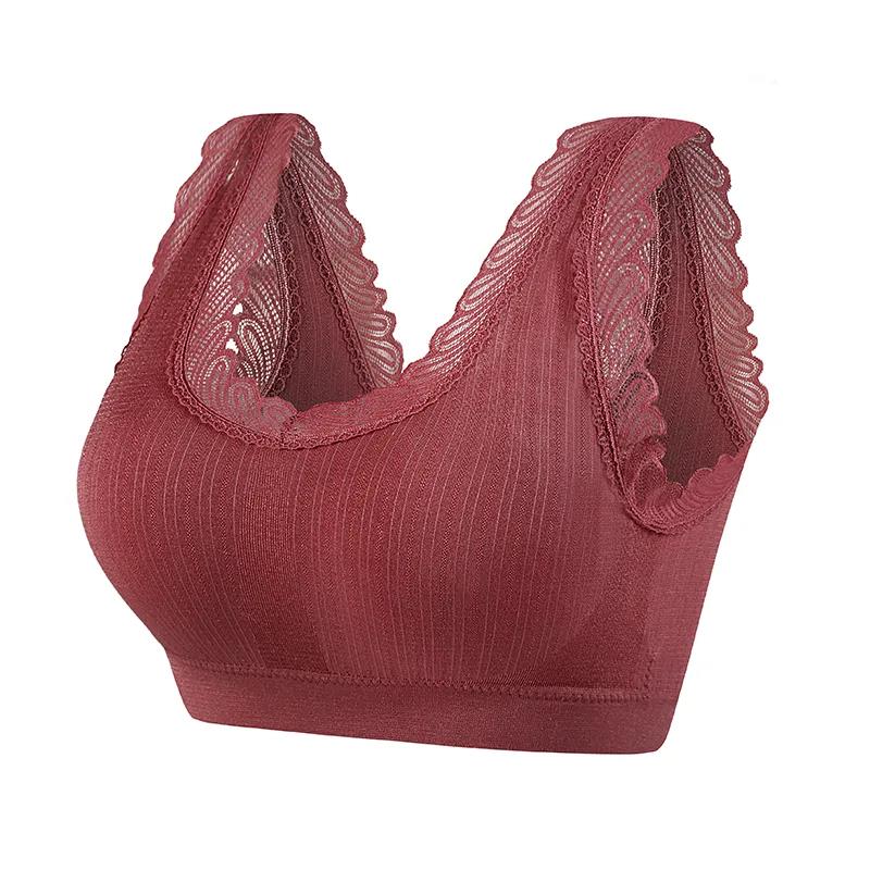 Lace Beauty Back Tube Top Sling Wrap Chest Gather Sports Lift Shock Absorption Non-slip No Steel Ring Vest Underwear Bra