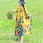 Ethnic Style V-neck Embroidery Long-sleeved Dress Bohemian Style Spring and Autumn Large Size Loose Middle Calf Length