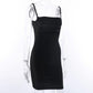 French Sexy Sling Black Dress Temperament Slim Slimming Buttocks Short Skirt Spring Summer Velvet Dress
