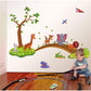[Wall sticker ]Animal Across Bridge Wall Stickers For Kids Rooms Baby Bedroom Children Decals Lion G
