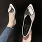 Sweet Pointed Toe Flat Shallow Mouth Single Shoes All-match Women's Shoes Heart-shaped Square Buckle Soft Leather Flat Shoes