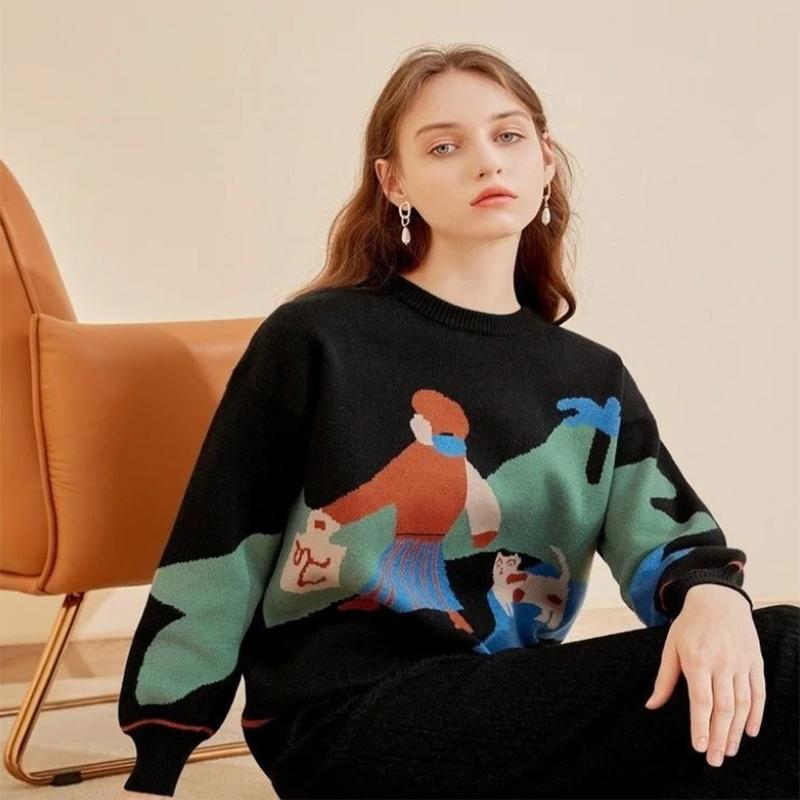 Sweater Women's Autumn and Winter Clothes Plus Velvet Thickening Loose Base Winter Foreign Style Fashion Inner Wear