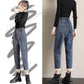 Women's Winter Plush Thickened High Waist Jeans Female Loose Casual Elastic Waist Long Denim Pants