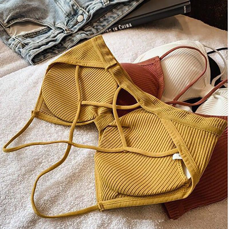 Over The Chest All Inclusive Bottoming Sexy Beautiful Back Wrapped Chest Non Steel Ring Anti Slip Sling Cross Style Fashion Hollow Out Bra