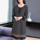 WTEMPO Plus Size Ladies Dress Summer Round Neck Knee-length Chiffon Polka Dot Tassel Printing L-XXL