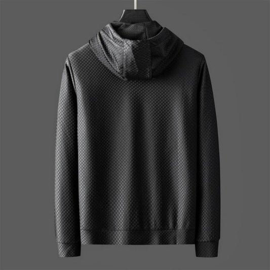 Autumn and Winter High-end Custom Small Grid Jacket Men's Trend Cardigan Hooded Sweater Sports Casual Jacket Men
